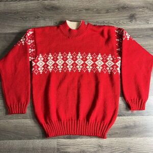 VTG Vossknit Sweater Adult Medium Norway Winter‎ Diamond Wool Shoulder Buttons